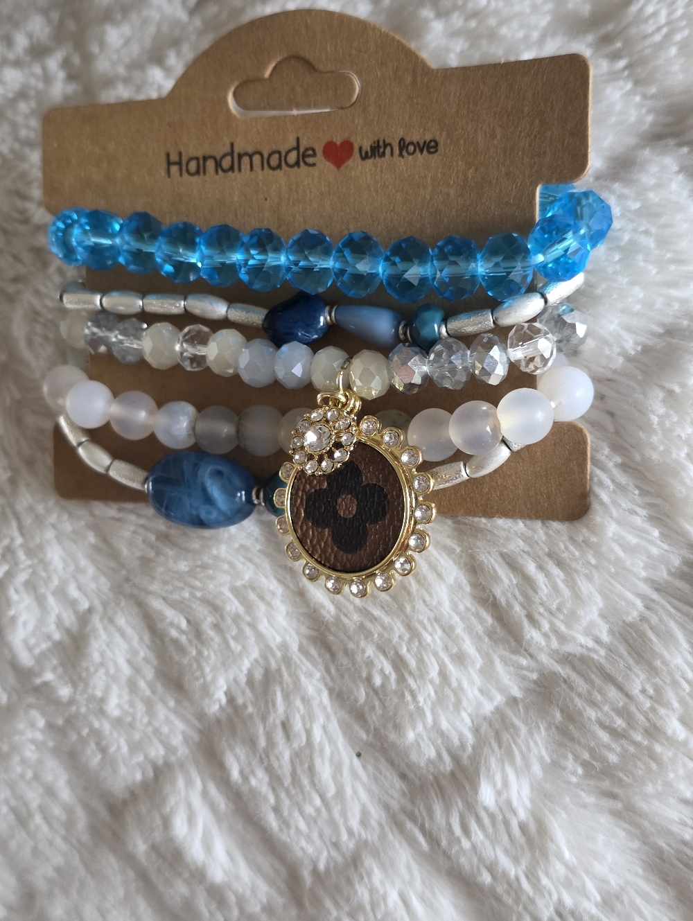 Designer Inspired Charm Stretch 5 Bracelet Lot Bundle
